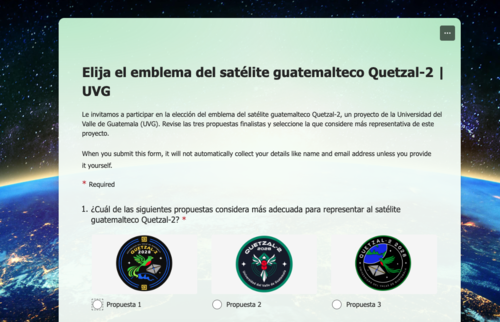 Emblema, QUETZAL-2, espacio, UVG, seleccion, historias502, noticias, guatemla, soy502 2