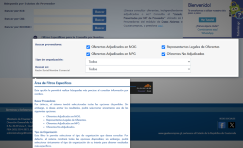 En septiembre de 2026 se agregaron funciones para buscar representantes, revisar la pestaña Participantes y explorar el historial de ofertas. (Imagen: captura de pantalla)