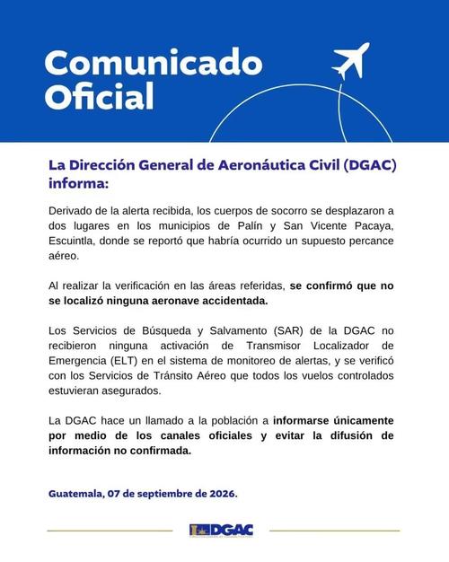 Dirección General de Aeronáutica Civil se pronunció ante el supuesto accidente aéreo. (Foto: DGAC)