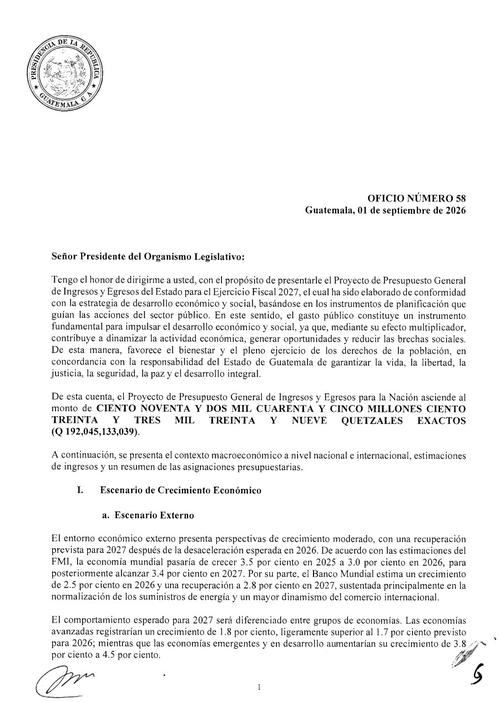 La iniciativa será trasladada a la Comisión de Finanzas Públicas y Moneda para su análisis. (Imagen: captura de pantalla/Organismo Legislativo)