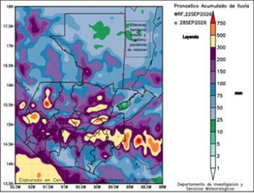 Este es el pronóstico de lluvia de esta semana. (Foto: Insivumeh)