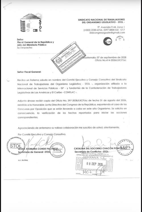 El sindicato denuncia presuntas irregularidades en la recepción de expedientes y las evaluaciones. (Imagen: captura de pantalla)