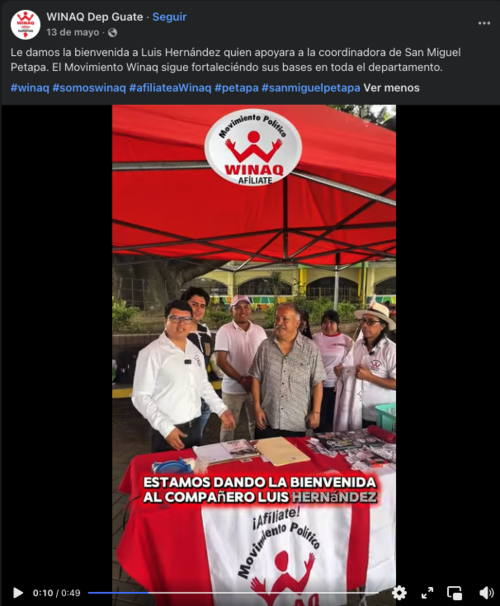 Imagen del video publicado el pasado 13 de mayo en donde se observa a la persona señalada por el alcalde en un acto proselitista. (Foto: captura de pantalla)