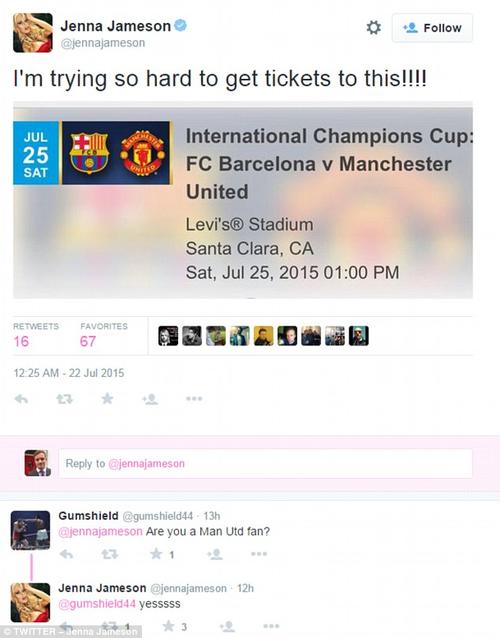 Manchester United FC Barcelona Jenna Jameson tuit