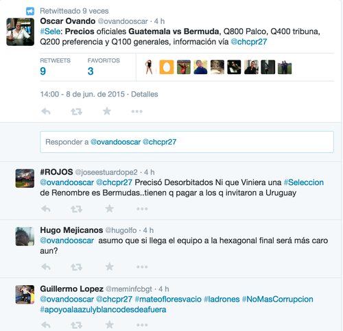 Tuit del periodista Oscar Ovando, de radio Sonora. Reacción del público en redes sociales.