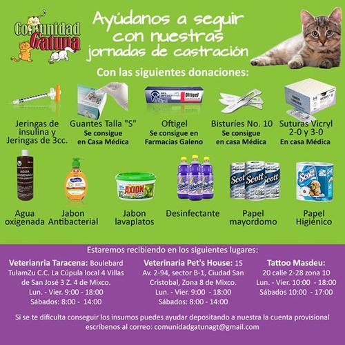 Artículos para el programa de castraciones. (Foto: Comunidad Gatuna)