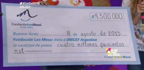 En pesos argentinos, el donativo de Messi.