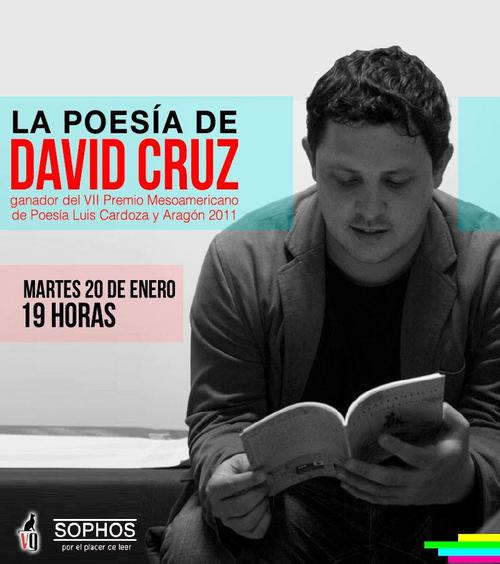 El escritor David Cruz se presentará en Sophos el martes 20 de enero. (Diseño: VuelteGato Editores)