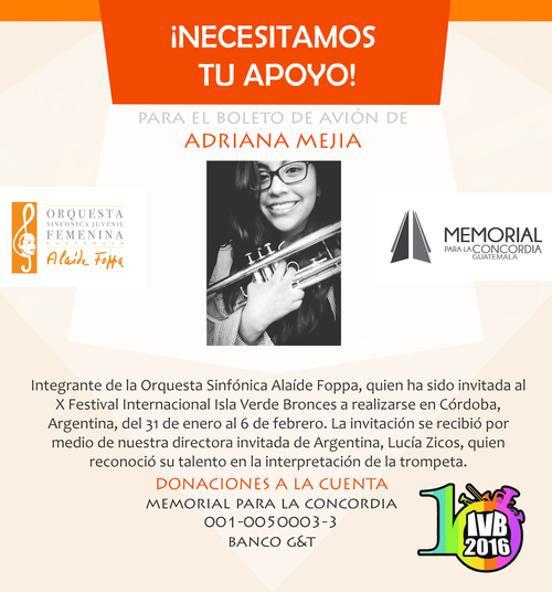 La talentosa artista espera que los guatemaltecos puedan apoyarla para viajar y representar a Guatemala en uno de los festivales más importantes del continente.