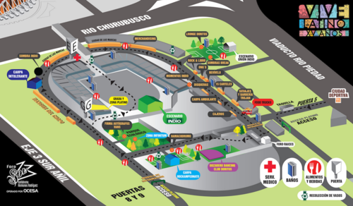 Este es el mapa de las actividades que se llevarán a cabo del Vive Latino. (Foto: Vive Latino)