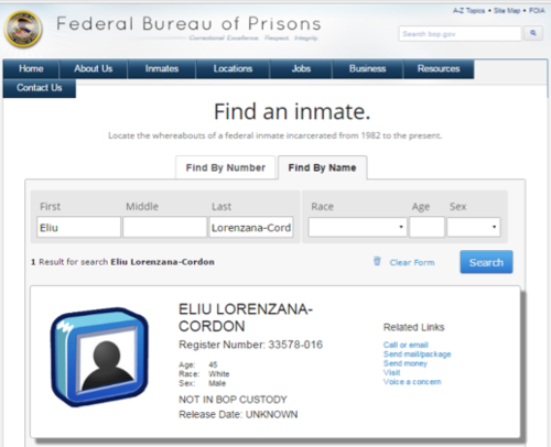 Registros del Buró Federal de Prisiones sin rastros de los hermanos Lorenzana Cordón.