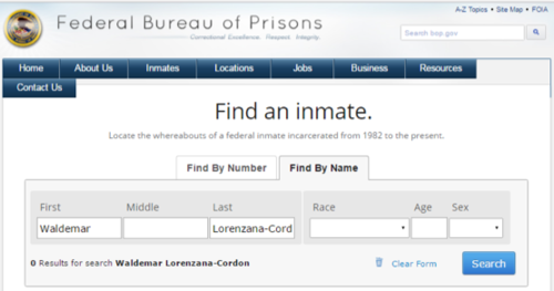 Registros del Buró Federal de Prisiones sin rastros de los hermanos Lorenzana Cordón.