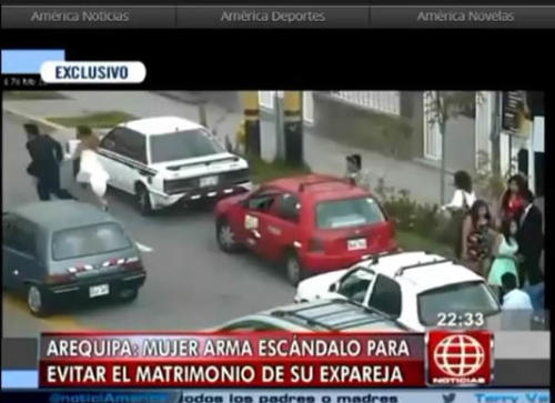 Mujer arma escándalo para impedir boda de su ex en Perú.