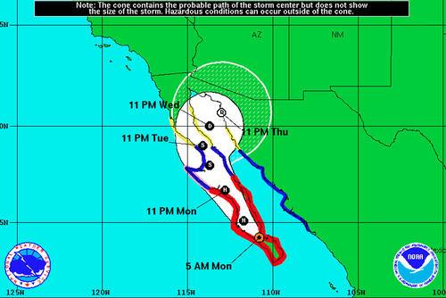 De acuerdo con la NHC, el Huracán Odile se degradará en los próximos días conforme se adentre en territorio mexicano (Foto: NHC)