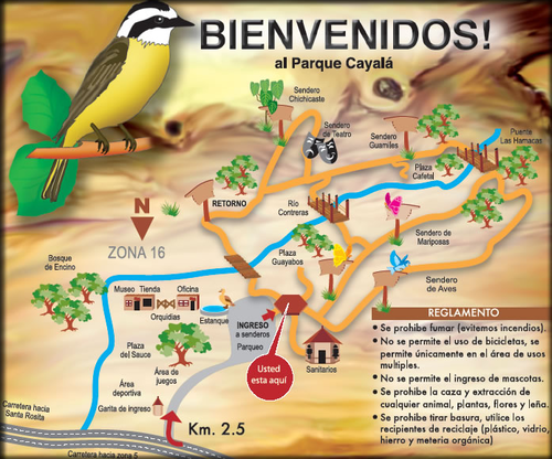 Mapa del parque y su reglamento.