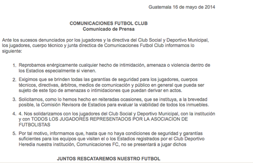 Cremas envían comunicado de prensa donde anuncian que no visitarán al Deportivo Heredia en cualquier cancha donde jueguen como local. (Foto: Comunicaciones)