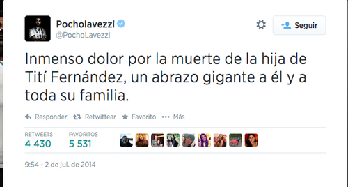Ezequiel Lavezzi también se sumó al luto por la muerte de la hija del periodista argentino.