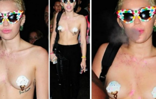 Miley Cyrus volvió a sorprender con un topless poco convencional.