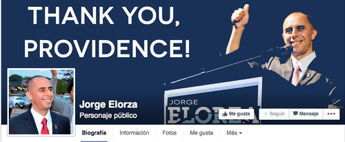 A través de su cuenta en Facebook, Jorge Elorza agradece a los votantes.