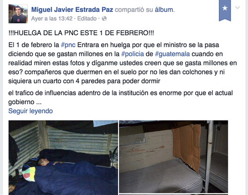 Desde este perfil se ha convocado a una huelga de la PNC para el 1 de febrero. Sin embargo, la cuenta de FB está a nombre de alguien que no pertenece a la policía. (Foto:Soy502)