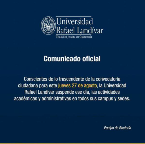 La Universidad Landívar suspendió las clases para participar en la marcha. (Foto: Landívar)