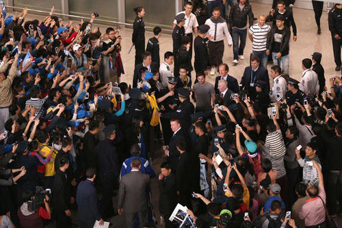 La selección argentina a su llegada a Pekín.