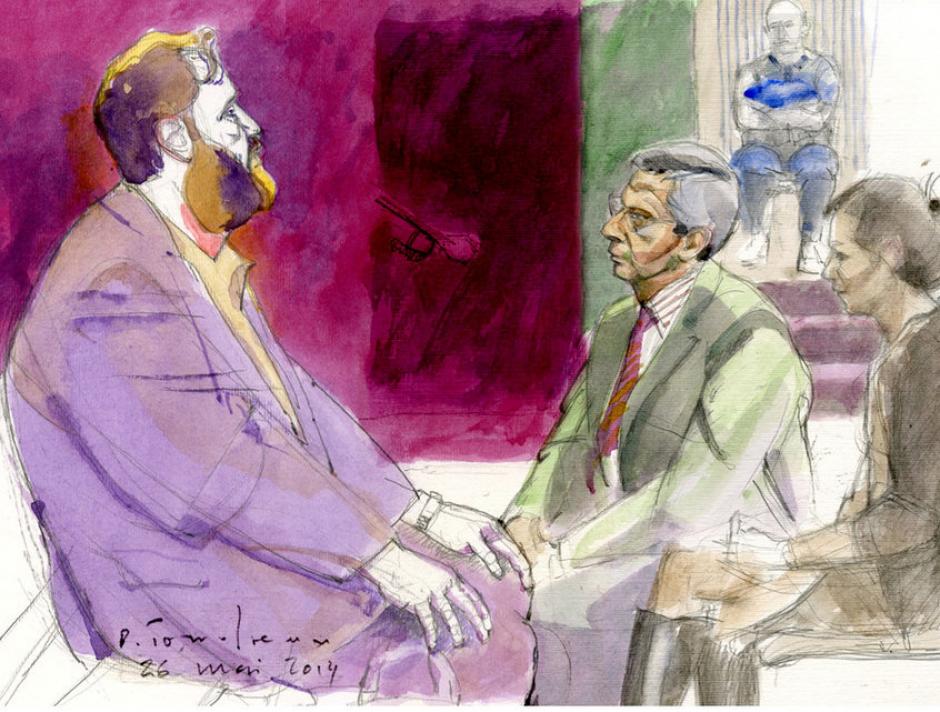 El ex alcalde de la capital, ex ministro de Comunicaciones y amigo de Erwin Sperisen declaró hoy en el juicio contra el ex director de la PNC en Suiza. (Ilustración: Tribune de Geneve) 