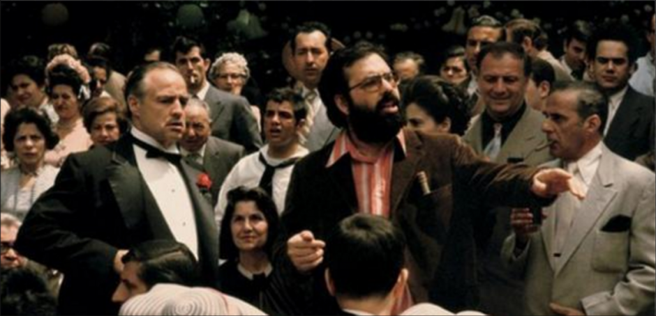 Francis Ford Coppola en un detrás de cámara de El Padrino. (Foto: Cumbres Borrascosas)