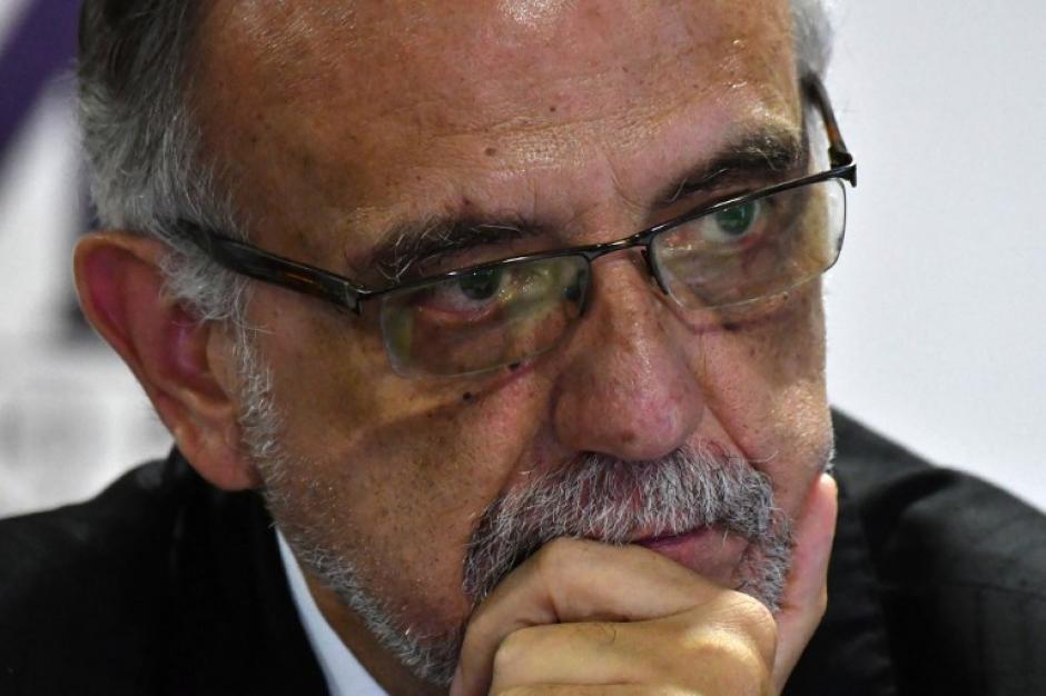 Imagen del Comisionado durante la conferencia en la que anunciaron el antejuicio contra Jimmy Morales. (Foto: AFP)