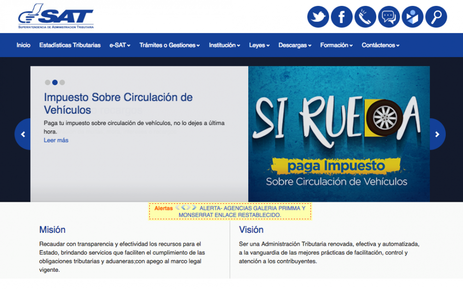 Los servidores de la SAT presentan problemas y no se puede acceder a los servicios en línea para realizar diferentes trámites (Foto: Portal SAT) 