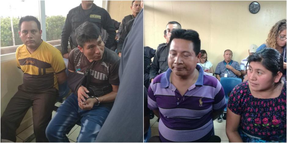 Los tres hombres y la mujer están acusados de secuestrar y dar muerte a dos niños en San Juan Sacatepéquez. (Foto: Soy502) 