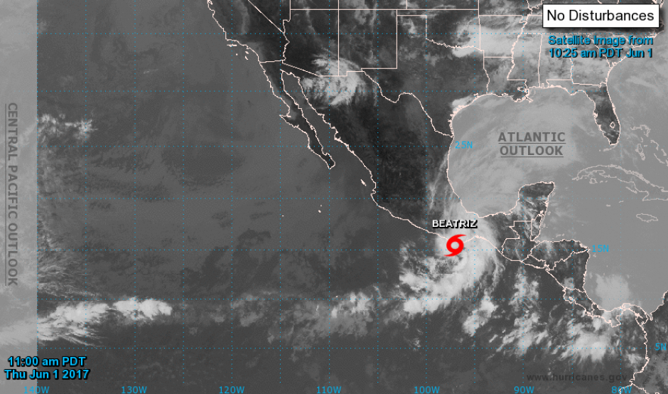 La Tormenta Beatriz ingresa directamente por México. (Foto: National Hurricane Center)
