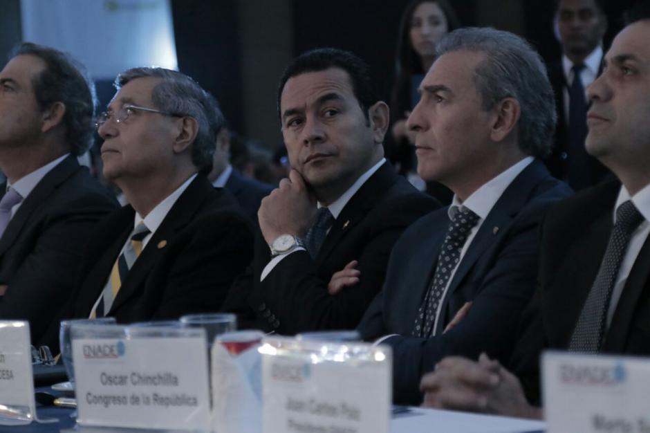 El presidente Jimmy Morales participó en el evento, aunque llegó con dos horas de atraso. (Foto: Alejandro Balán/Soy502)
