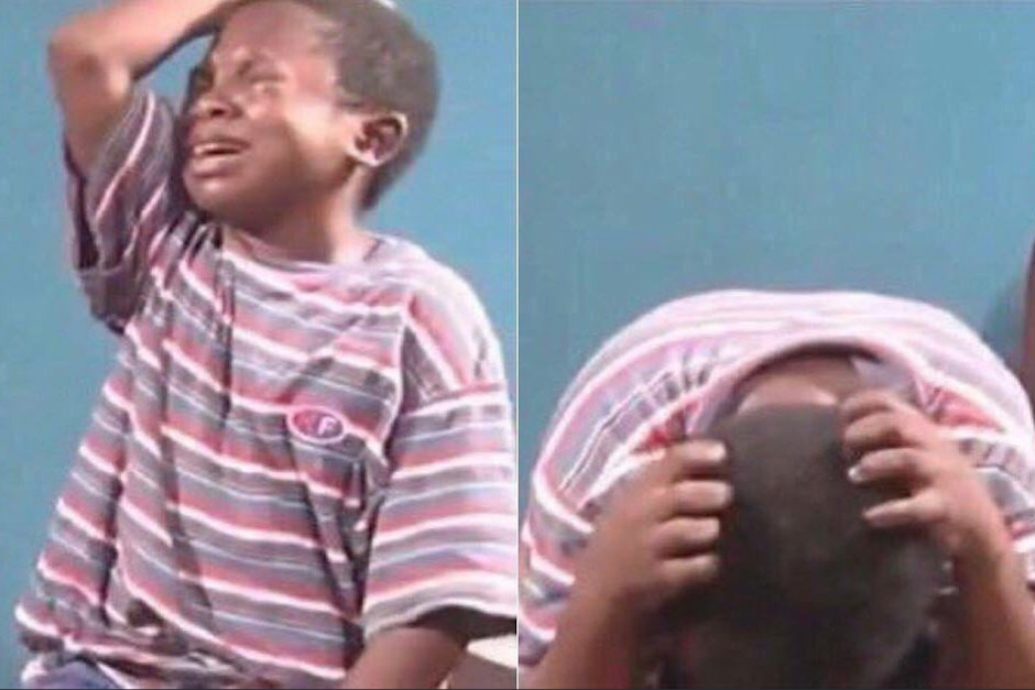 Las redes sociales han sido inundadas por este meme del niño que llora desconsoladamente. (Imagen: captura de pantalla)