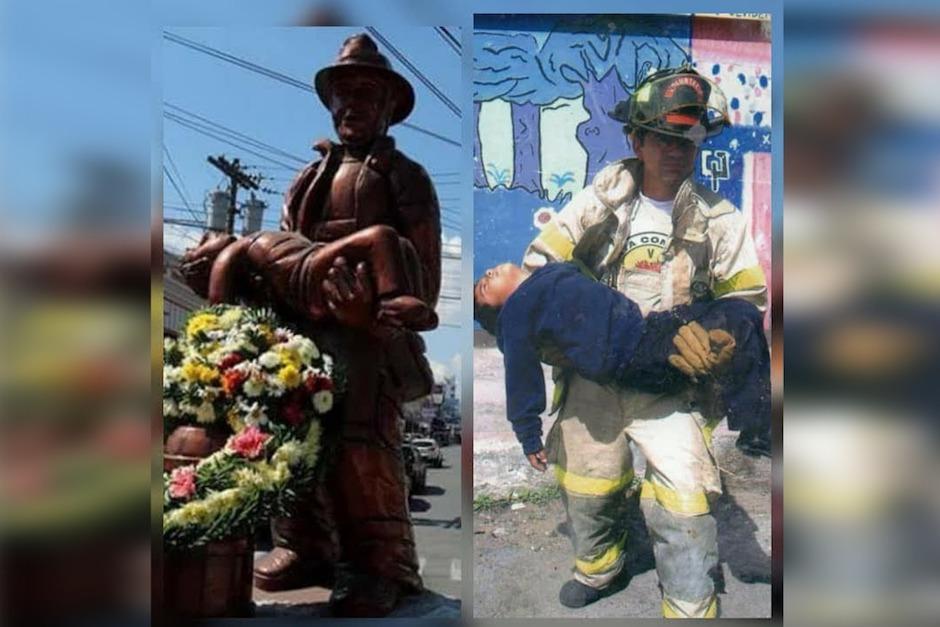 El bombero que fue el modelo de la escultura falleció en un incendio. (Foto: Stereo 100)