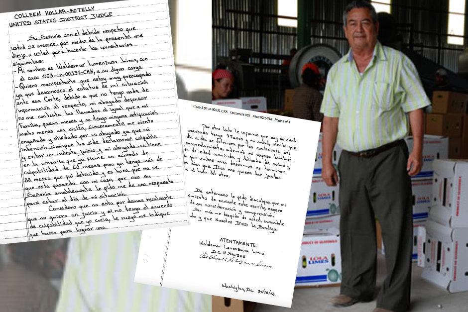 Waldemar Lorenzana Lima fue extraditado a Estados Unidos por acusaciones de narcotráfico. A principios del año, escribió una carta al juez para decirle que su abogado no le tiene al tanto de su caso.