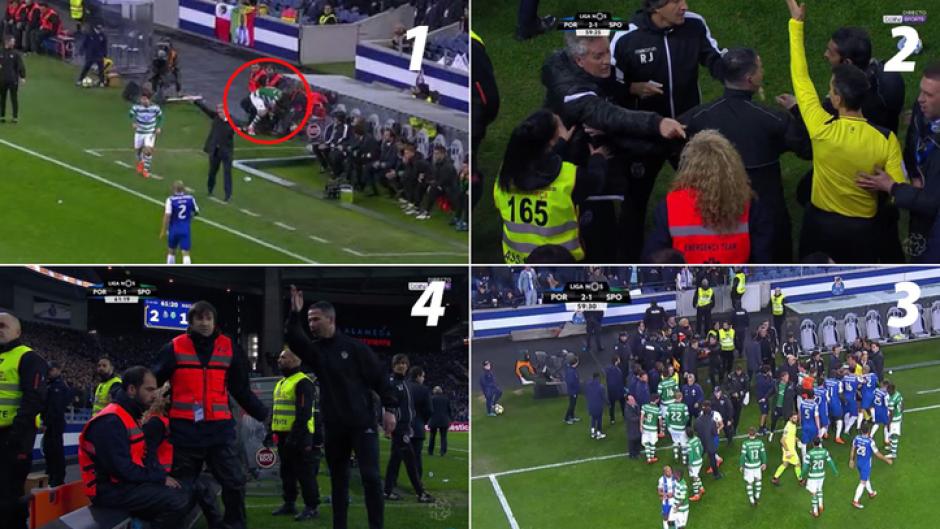 Fabio Coentrao se pelea con paramédicos en el clásico de Portugal. (Foto: Marca)