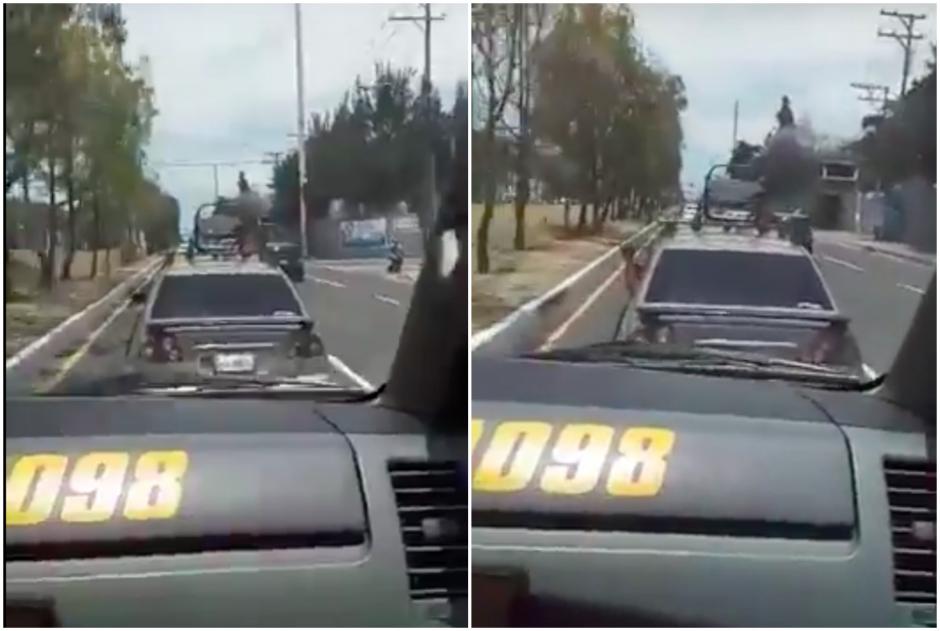 El conductor no solo evitó darle paso a la autopatrulla, también decidió saludarlo de una manera poco respetuosa. (Imagen: captura de pantalla)