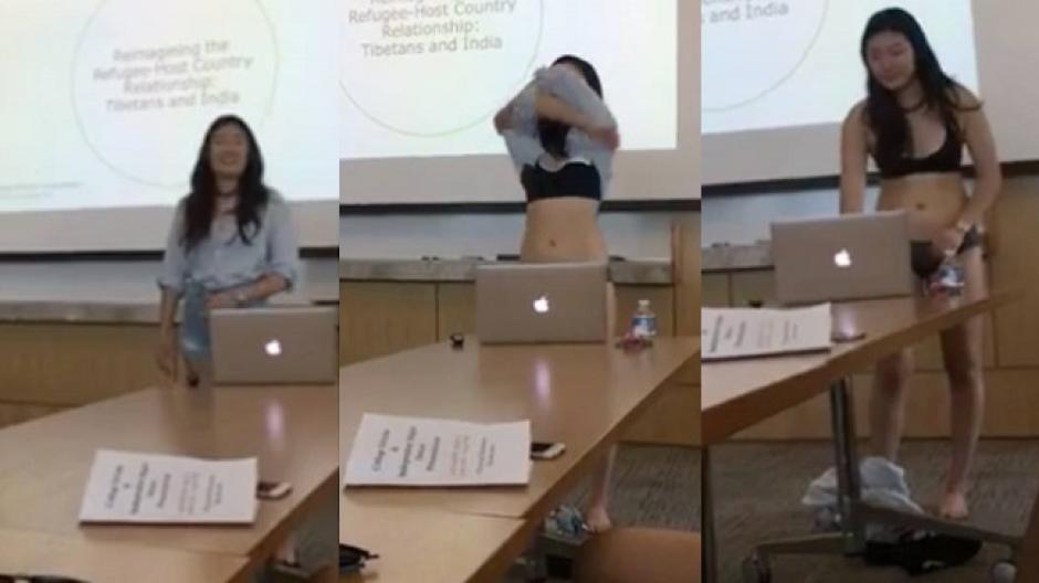 Una alumna se quitó la ropa como medida de protesta ante las críticas de su profesora mientras presentaba su tesis. (Foto: www.cooperativa.cl)