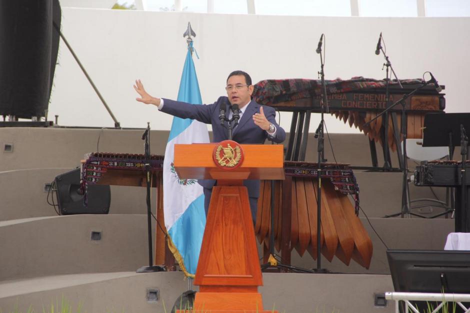 El presidente Jimmy Morales participó en la inauguración del Instituto Nacional de la Marimba. (Foto: Fredy Hernández/Soy502)