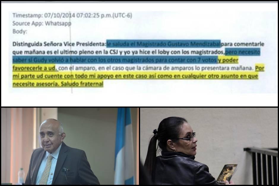 La conversación de WhatsApp quedó registrada y fue una de las pruebas para condenar al magistrado a seis años de prisión. (Fotos: Soy502) 
