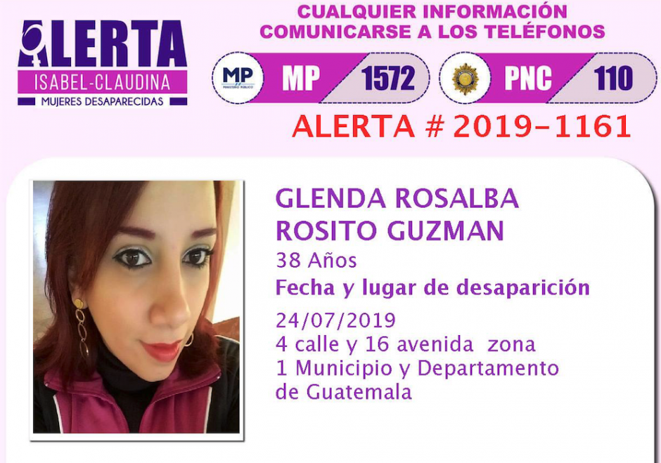 Glenda Rosalba Rosito, bombera municipal, desapareció el pasado 24 de julio. (Foto: Captura de pantalla)