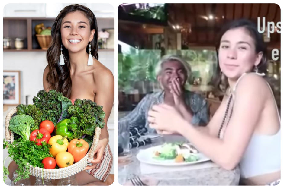 Aunque en el video intentó cubrir su platillo fue demasiado tarde. (Foto: Instagram y YouTube)