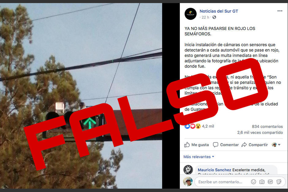 La Municipalidad de Guatemala desmiente que se estén colocando sensores de velocidad en varios sectores de la capital. (Foto: Facebook)