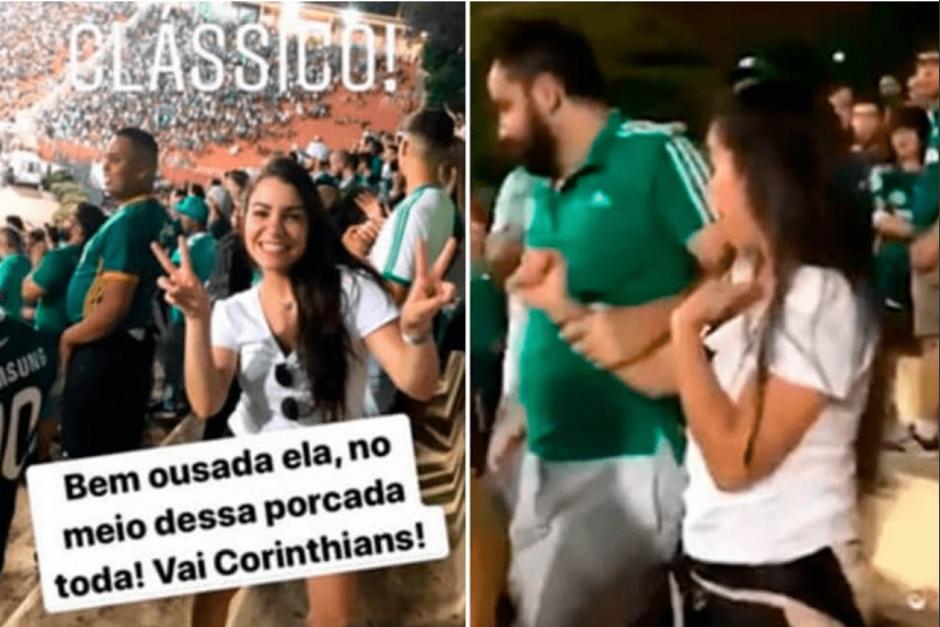 Una aficiona se coló en la porra rival y lo publicó en Instagram y tuvo que huir corriendo. (Foto: Instagram)