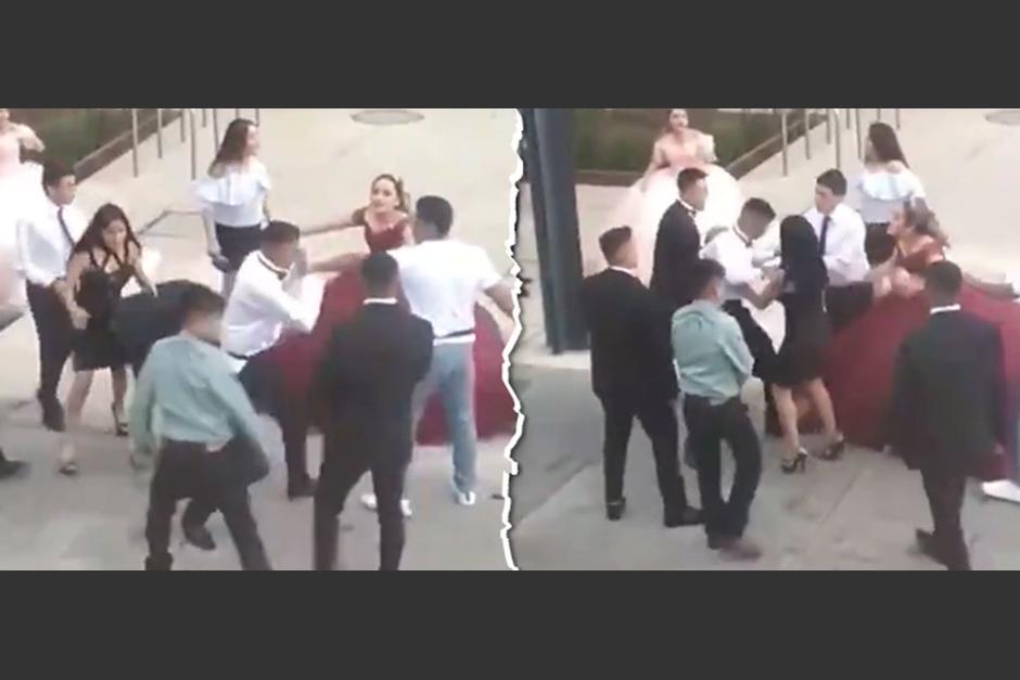 Las cumpleañeras se van a los golpes. (Foto: captura pantalla) 