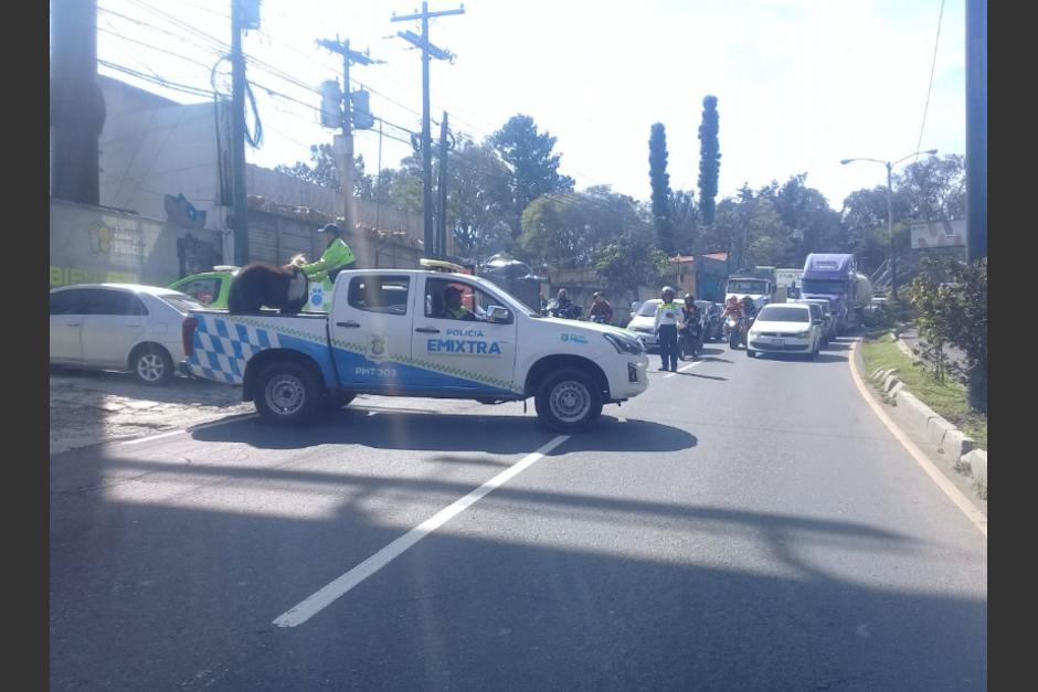 El animal fue ubicado en el puente que conecta a Mixco con las Charcas. (Foto: Tránsito Mixco) 