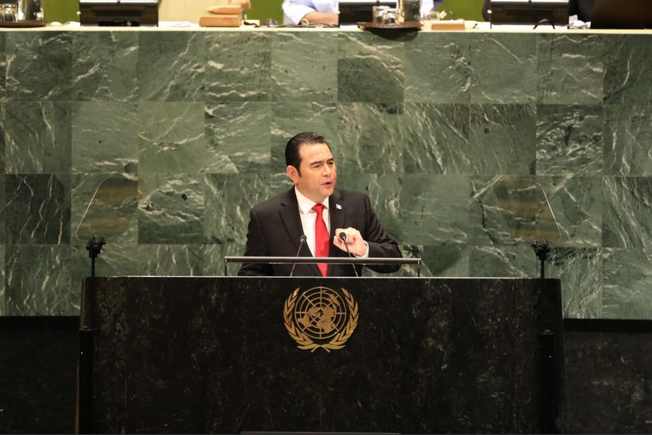 El presidente Jimmy Morales ofreció un discurso en la 74 Asamblea General de la ONU que se lleva a cabo en Nueva York. (Foto: AGN)