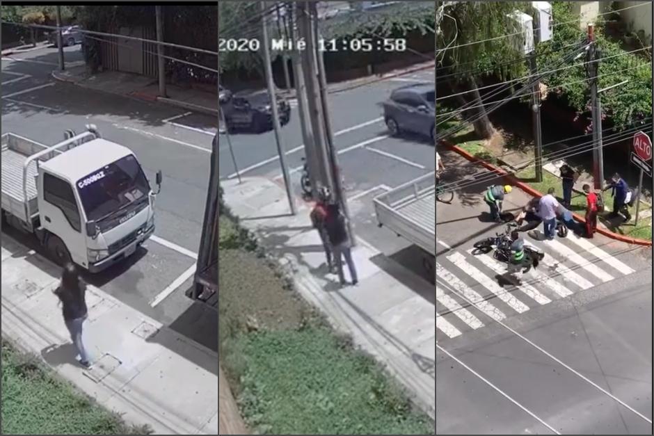 Dos videos captaron el momento en que la mujer que es asaltada, se opone al robo y tumba a los ladrones. (Fotos: captura de pantalla) 
