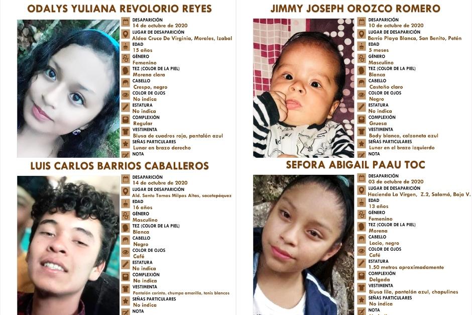 Más de tres mil niños, niñas y adolescentes han sido reportados desaparecidos de enero al 12 de octubre de 2020. (Fotos: Sistema de Alerta Alba-Keneth) 